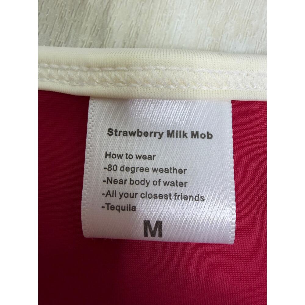 Strawberry Milk Mob Red Gingham Underwire Bikini with White Trim - Picture 3 of 5
